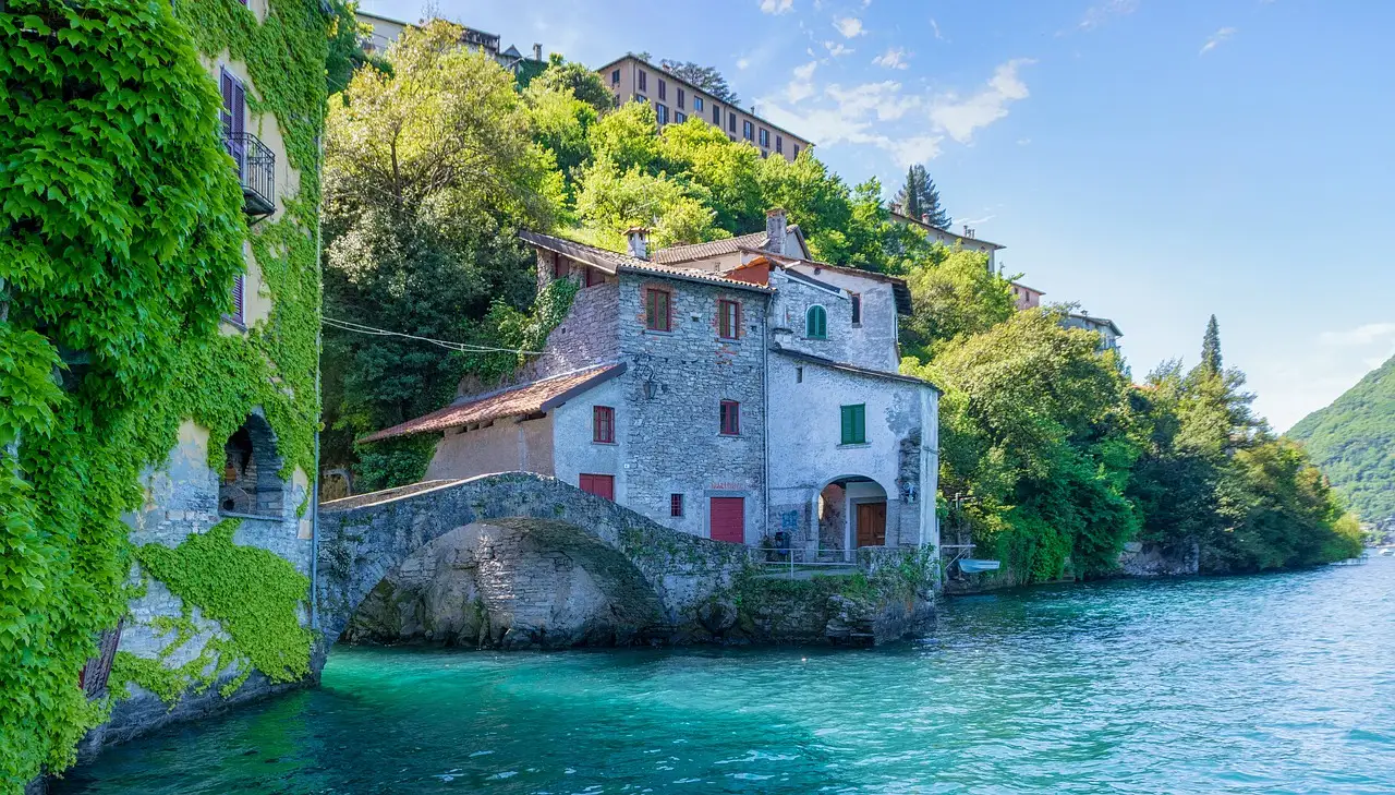 Village bridge lake Como, Italy