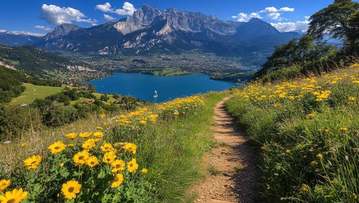 Interlaken, Switzerland – this Swiss town is set between two stunning lakes, with the Swiss Alps towering in the background